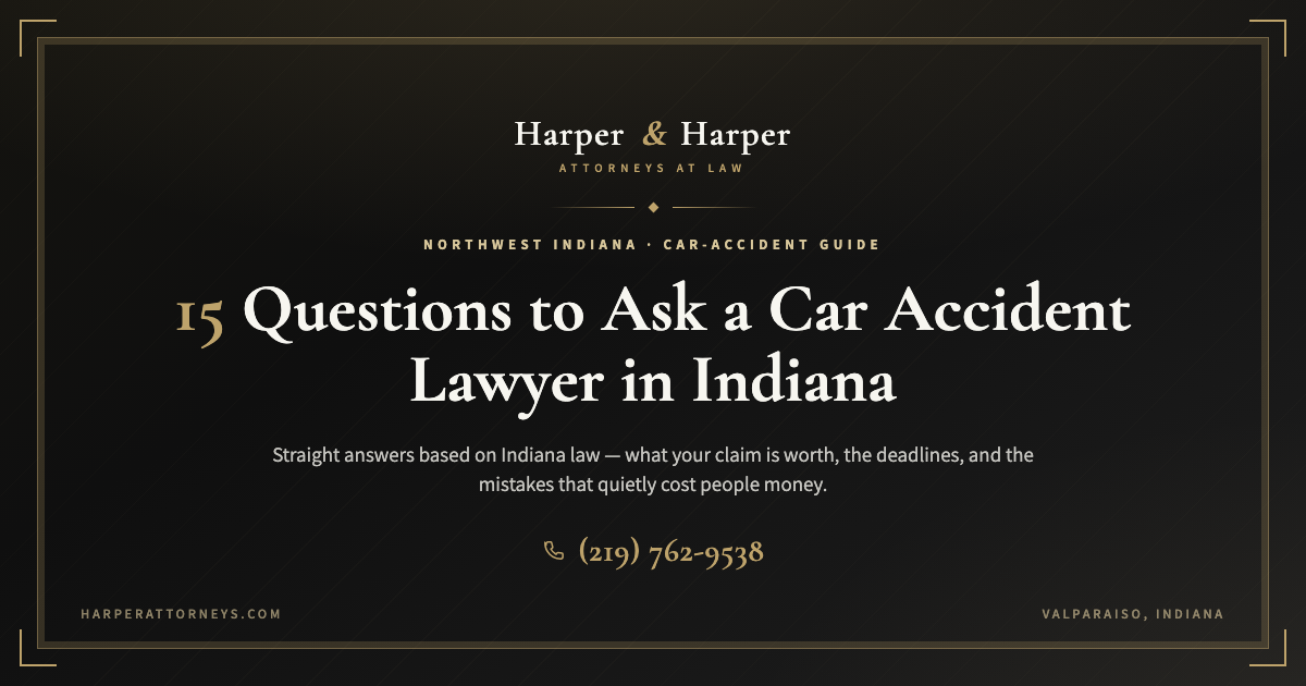 Harper & Harper, LLC — 15 questions to ask a car accident lawyer in Indiana